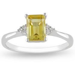 10K White Gold 0.03ct TDW and 4/5ct TGW Citrine Ring (G-H, I2-I3)