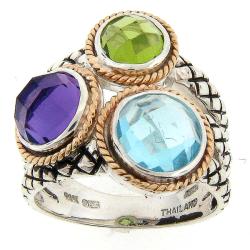 Meredith Leigh 14k Gold and Sterling Silver Multi-gemstone Ring
