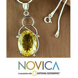 Sterling Silver 'Summer' Lemon Quartz Necklace (India)