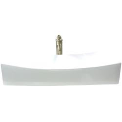 DeNovo Rectangular Shallow Porcelain Vessel Sink with Brushed Nickel Bathroom Vessel Filler Faucet