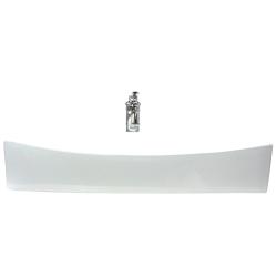 DeNovo Rectangular Shallow Porcelain Vessel Sink with Polished Chrome Bathroom Vessel Filler Faucet