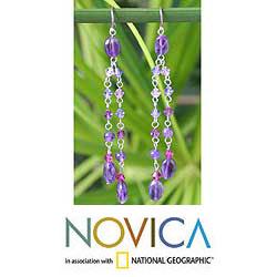 Sterling Silver 'Shimmering Perfection' Amethyst Earrings (Thailand)