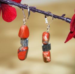 Silverplated 'Cowgirl Up' Red Poppy Jasper Earrings