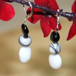 Susen Foster Silverplated Jasper/ Marble 'Little Miss Muffett' Earrings