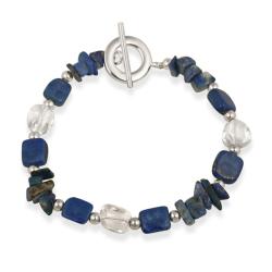 Stonique Creations Sterling Silver Lapis and Crystal Bracelet