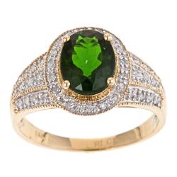 14k Yellow Gold Chrome Diopside and 1/5ct TDW Diamond Ring (G-H, I1-I2)