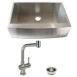 DeNovo Single Bowl Stainless Steel Farmhouse Kitchen Sink and Faucet Combo Set