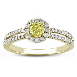 14k Yellow Gold 3/4ct TDW Yellow and White Diamond Ring (G-H, I2) yellow diamond rings
