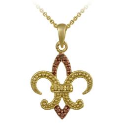 18k and Rose Gold over Silver Champagne Diamond Fleur de Lis Necklace