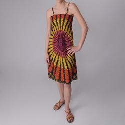 Funky People Junior's Retro Print Spaghetti Strap Dress