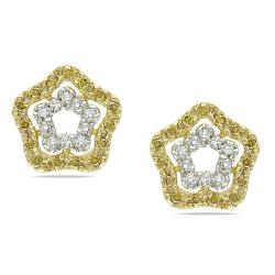 Yellow Silver 1/4ct TDW Yellow and White Diamond Earrings (G-H, I3)