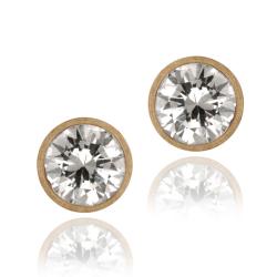 Lux CZ 18k Rose Gold over Silver 9mm Cubic Zirconia Stud Earrings