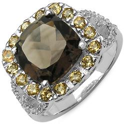 Sterling Silver Citrine and Smoky Quartz Ring