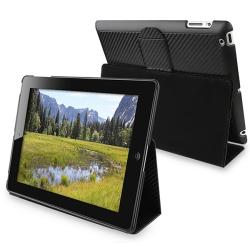 Carbon Fiber Stripe Leather Case/ Holster and Stand for Apple iPad 2
