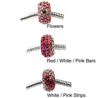 De Buman Sterling Silver Pink Crystal Charm Bead