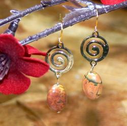 Susen Foster Goldplated 'Spirit Circle' Picasso Jasper Earrings
