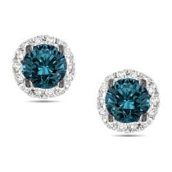 14k White Gold 1/2ct TDW Blue and White Diamond Earrings (G-H, I3)