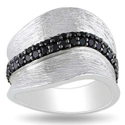 Sterling Silver Round-cut Black Spinel Fashion Ring