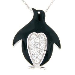 Meredith Leigh Sterling Silver Cubic Zirconia Penguin Necklace