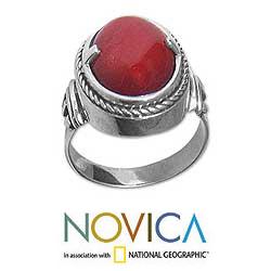 Sterling Silver Men's 'Dragon Eye' Carnelian Ring (Indonesia)