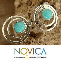 Handcrafted Sterling Silver 'Vibrations' Amazonite Earrings (Peru)
