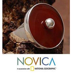 Handcrafted Sterling Silver 'Bright Nature' Carnelian Ring (Peru)