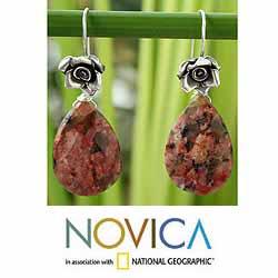 Handcrafted Sterling Silver 'Roses' Jasper Earrings (Thailand)