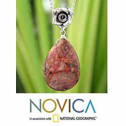 Handcrafted Sterling Silver 'Roses' Jasper Necklace (Thailand)