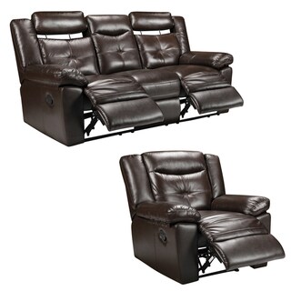 Tex Espresso Brown Italian Leather Reclining Sofa and Recliner Chair