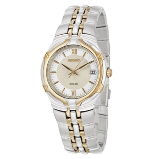 Seiko Men s  Solar  Stainless Steel and Yellow Goldplated Watch