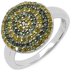Sterling Silver 1/2ct TDW Green and Yellow Diamond Ring (I2-I3) yellow diamond rings