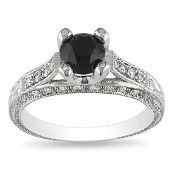 14k White Gold 1 1/5ct TDW Black and White Diamond Engagement Ring (G-H, I1) black diamond engagement rings