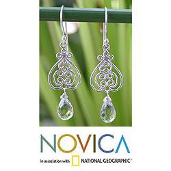 Sterling Silver 'Celebrate Love' Prasiolite Heart Earrings (Thailand)