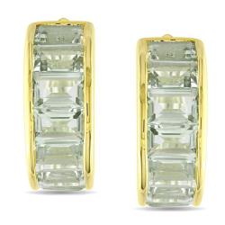 Yellow Silver Green Amethyst Earrings