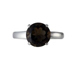 10k White Gold Smokey Quartz Solitaire Ring