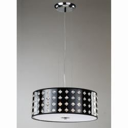 Black and Stainless Steel Crystal 3-light Pendant