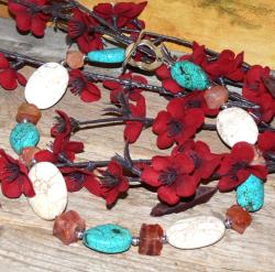 Susen Foster Silverplated Costa Azul Turquoise and Carnelian Necklace