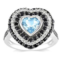 Sterling Silver Topaz, Spinel and 1/5ct TDW Diamond Ring (G-H, I2-I3)