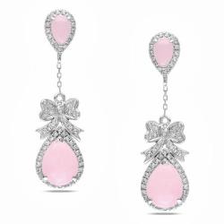 14k White Gold Chalcedony and 2/5ct TDW Diamond Earrings (G-H, SI1-SI2)