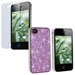 2-piece Rubber Coated Case/ Screen Protector for Apple iPhone 4