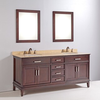 Legion Furniture 72 Solid Wood Sink Vanity With Mirror And Faucet in Cherry