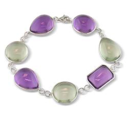 14k White Gold African Amethyst and Green Amethyst Bracelet