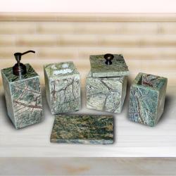 MarbleEarthy Green 3-piece Bath Accessories Set