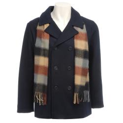 Trilogi Boy's Navy Wool-blend Hooded Peacoat