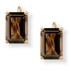 14k Yellow Goldplated Smokey Quartz Earrings