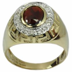 De Buman 10k Gold Men's Garnet and 1/4ct TDW Diamond Ring (G-H, SI1-SI2)