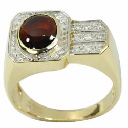 De Buman 10k Gold Men's Garnet and 1/5ct TDW Diamond Ring (G-H, SI1-SI2)
