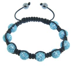 Eternally Haute Hematite and Aquamarine Blue Crystal Eternity Macrame Bracelet
