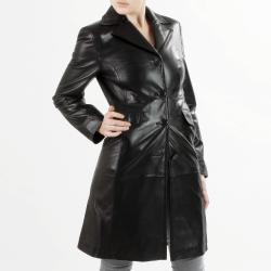 United Face Women's Long Leather Coat