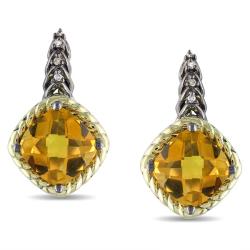 10k Gold 0.024 TDW Diamond Citrine Earrings (G-H, I2-I3)